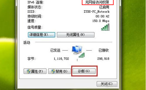 win7系统提示ipv6无网络访问权限怎么修理分享