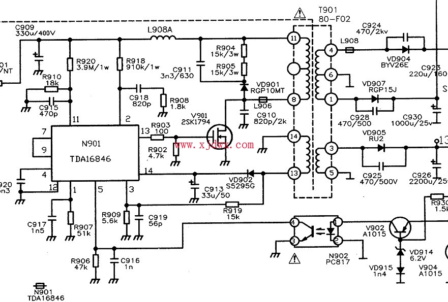 TDA16846引脚功能和应用电路图纸资料