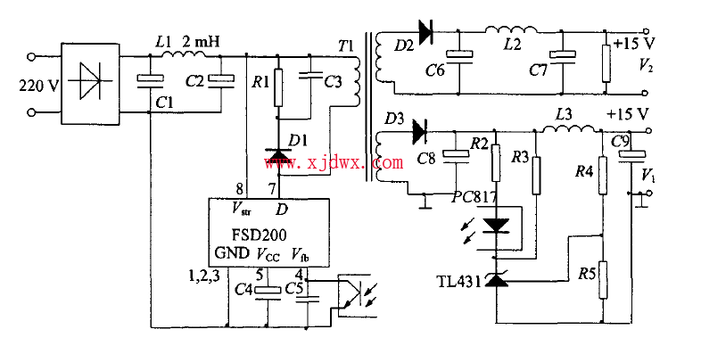 电磁炉电源集成块FSD200应用电路图纸