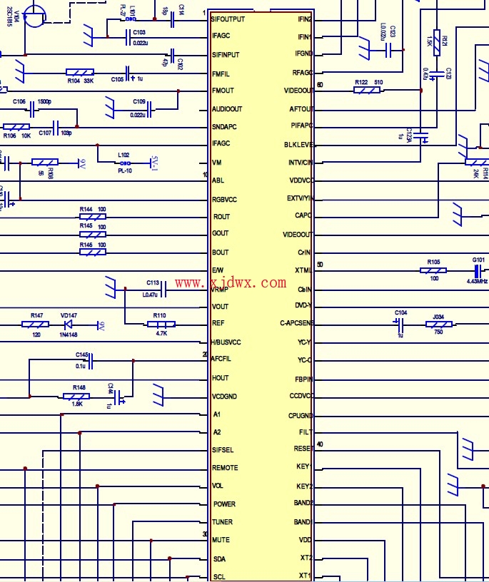 单片LA76933各引脚功能电压值和LA76931应用电路图纸
