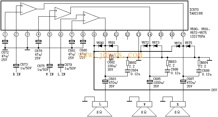 TA8218AH引脚功能及参考电压和应用电路图纸