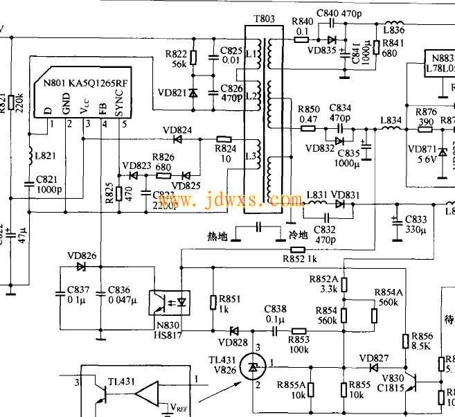 KA5Q1265RF电路图纸引脚功能参数