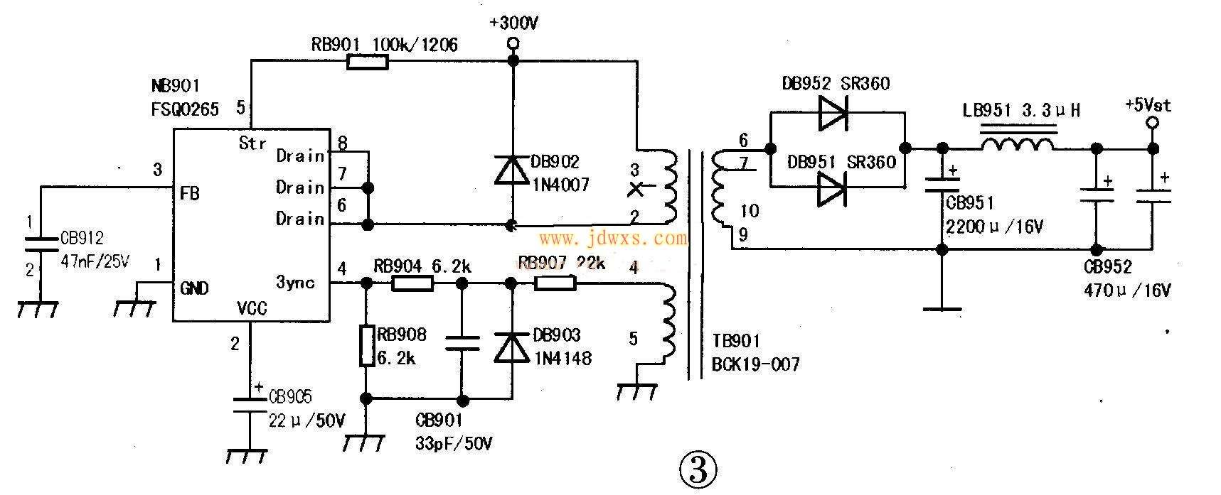 电源控制IC FSQ510和FSQ0265的引脚功能和代换
