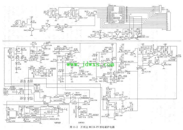 万利达MC18-F9 型电磁炉电路原理