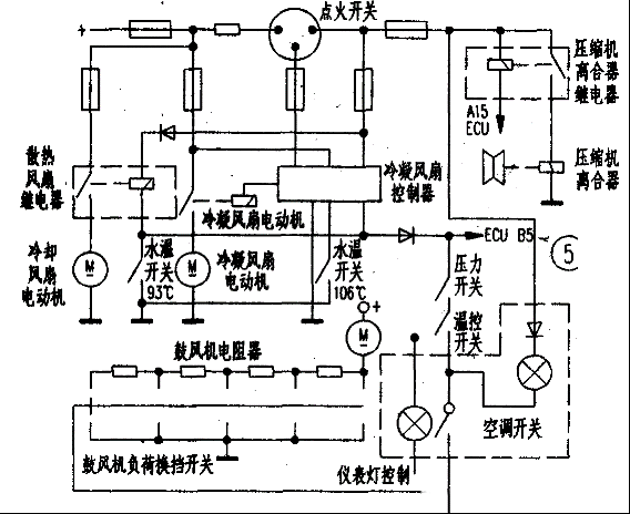 本田雅阁2.2L轿车ECU出现维修故障致使K【空调】不工作