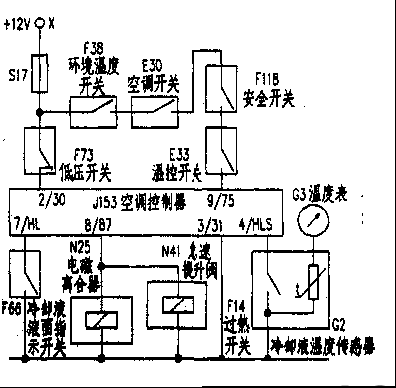 奥迪100轿车恒温开关损坏引起K【空调】间歇工作
