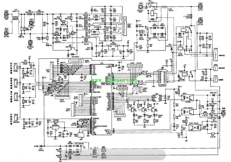 海信KFR-2801GW/Bp、KFR-3601GW/Bp 型壁挂式变频空调器外机控制电路图