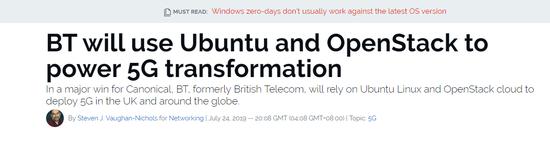 外媒：英国电信选择Ubuntu OpenStack作为其5G核心系统