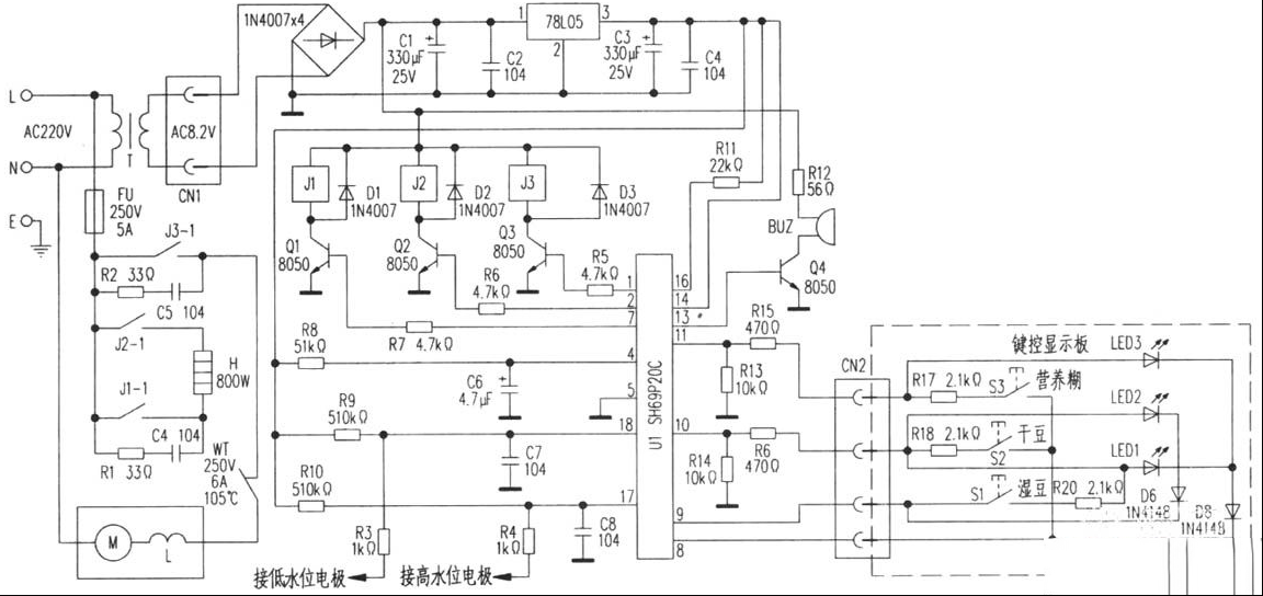 欧科JY-800E2豆浆机检修思路