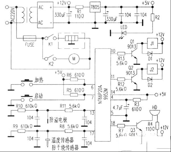 科顺JY800-D2全自动电热豆浆机蜂鸣器一直报警