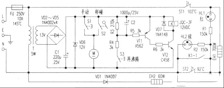 可德信ZQP-4.2B自动电热水瓶电路原理与维修
