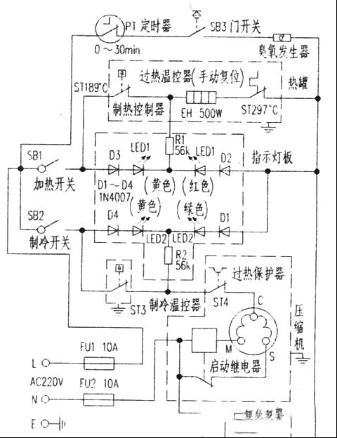 安吉尔YLR2-5-X(16L-X)冷热饮水机电路原理与维修