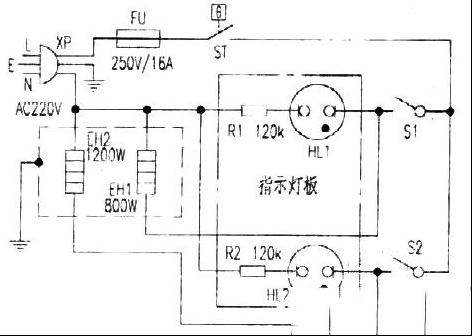 裕华YDN1-200充油式电暖器电路原理与维修