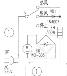 威正FD-350电吹风电路原理与维修