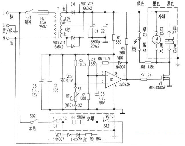 司迈特LRT-260A饮水机电路原理与维修