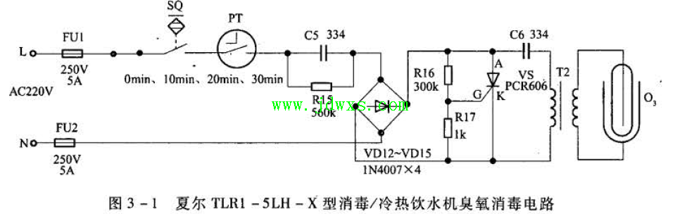 夏尔TLRI-5LH-X(夏乐YLRl-5TYLRl-5L)型消毒/冷热饮水机不消毒的维修