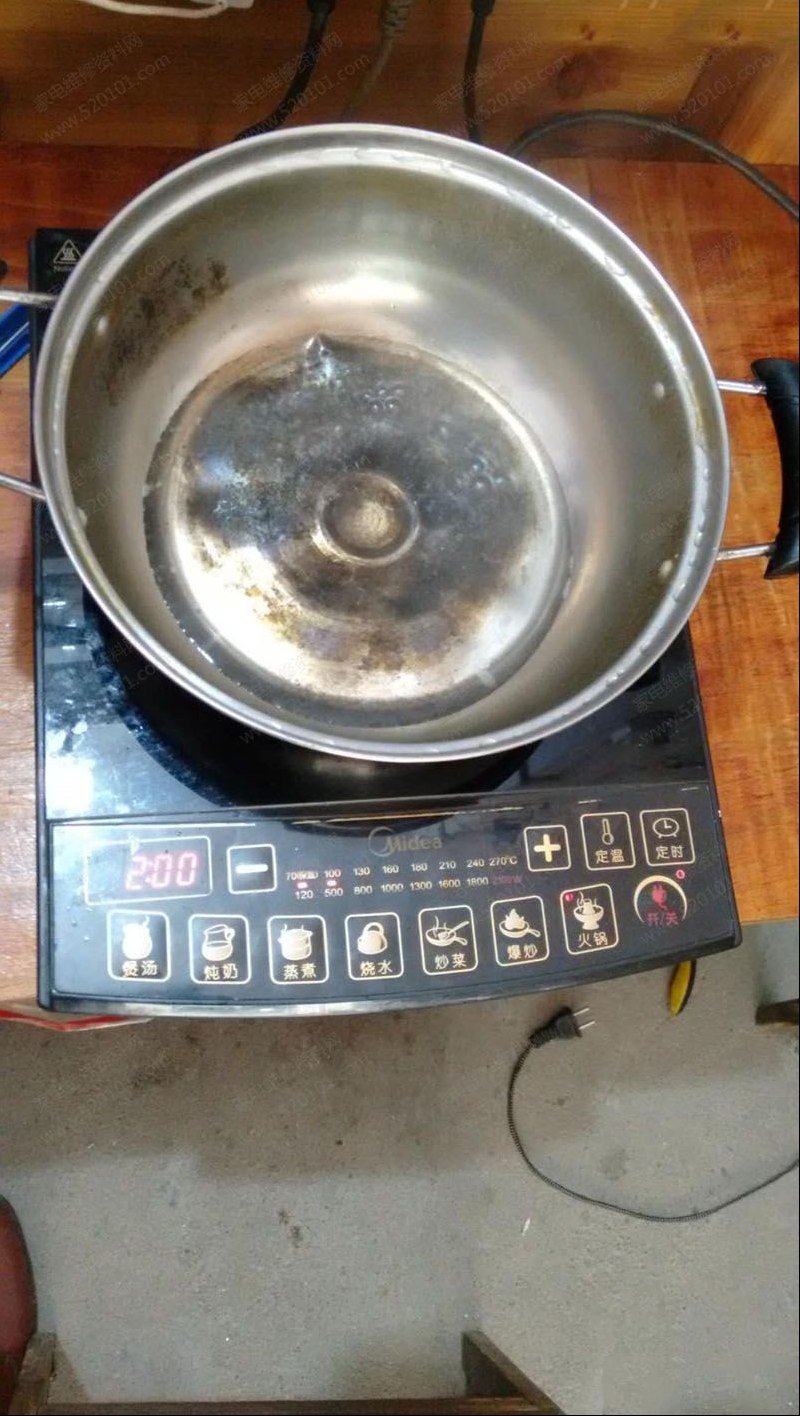 美的SK2105电磁炉不通电和断续加热的多检修思路