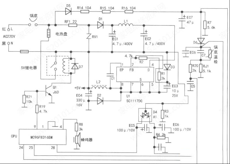 佑品YPC50H5电饭煲糊饭的检修思路