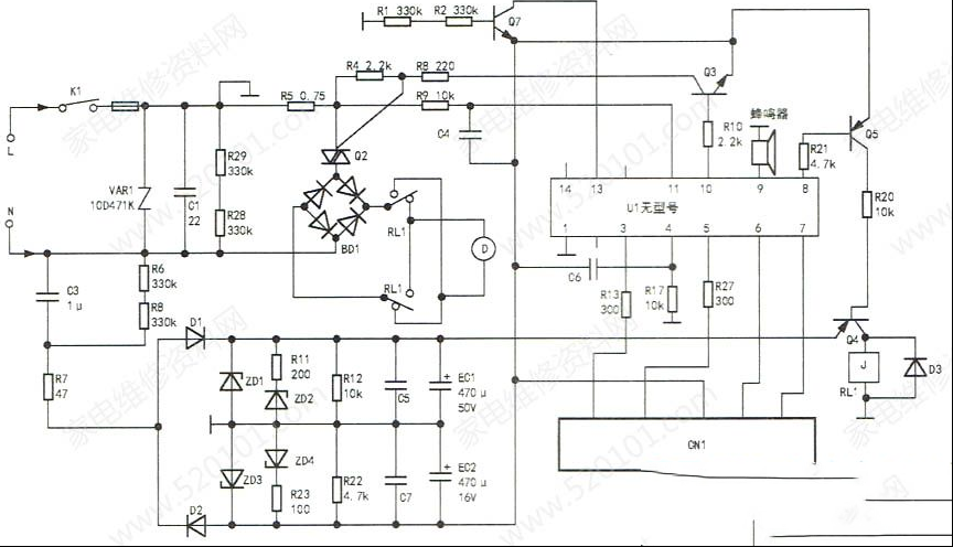 SAVTM JE220-020E01食品加工机工作电路分析