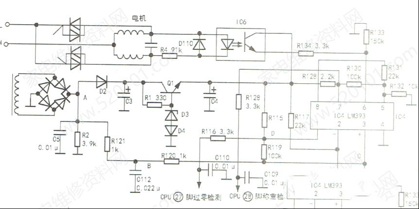 三洋XQB50-M856N型全自动洗衣机过零检测和称重电路分析