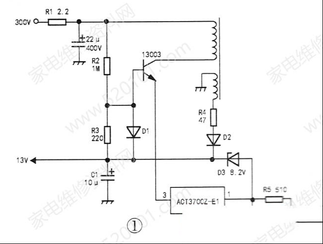 用ACT30B代换电源芯片3700Z-E1修复美的微波炉