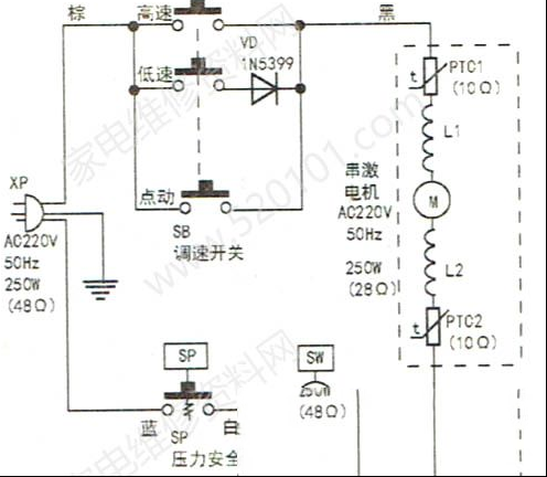 九阳JYZ-A511榨汁机电路原理与检修思路