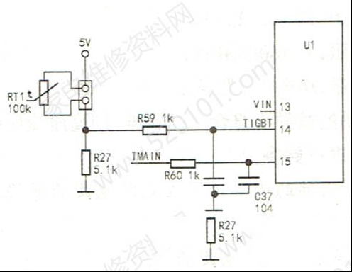 美的C21-ST2118电磁炉显示E5代码的检修思路