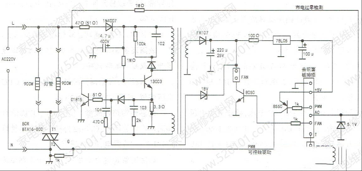 贵夫人HW-8100光波炉不通电的检修思路