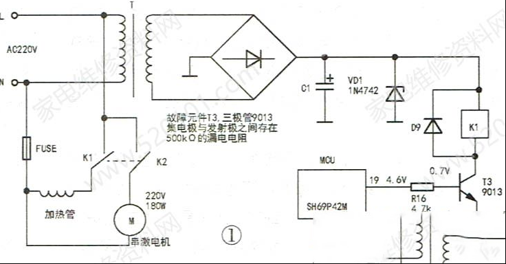 九阳JYDZ-17A豆浆机不报警不加热的检修思路