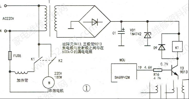 九阳JYDZ-17A豆浆机通电无任何反应的检修思路