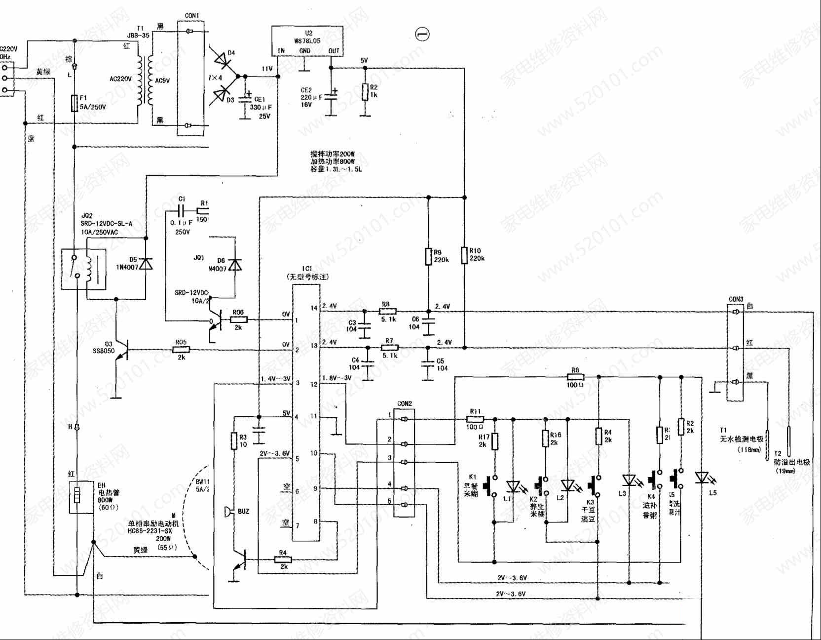 金维宝SY-111S多功能米糊豆浆机工作原理分析