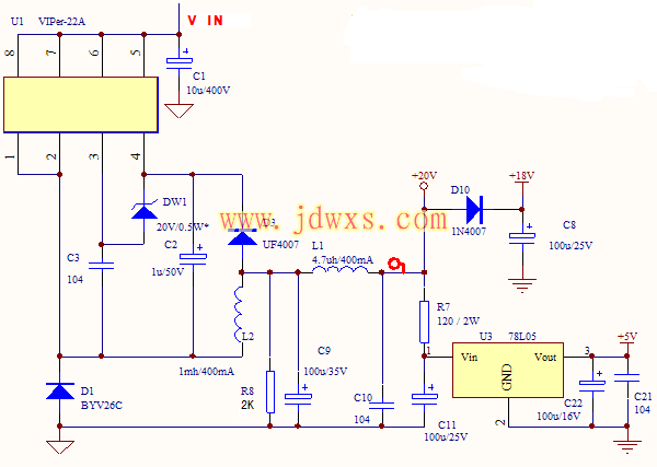 电磁炉 VIPER12A/22A开关电源工作原理简述（以万利达606G.PCB电磁炉为例）