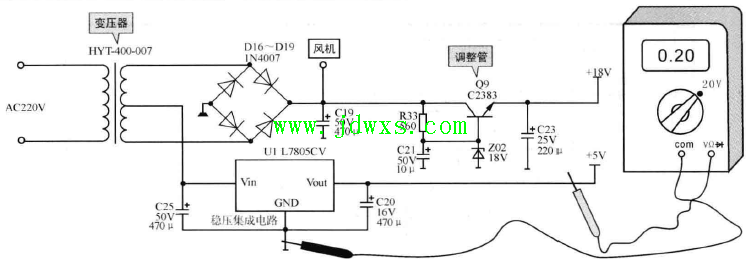 小 天鹅HY-K20L电磁炉稳压块L7805不良引起电磁炉烧保险丝