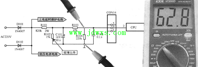 电压检测电路异常引起加热慢(苏泊尔C21V06-DL02-A0型电磁炉)显示E3