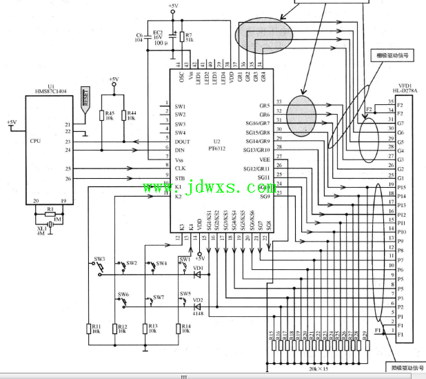 格兰仕X8VP3电磁炉电路板异常引起荧光屏显示不正常