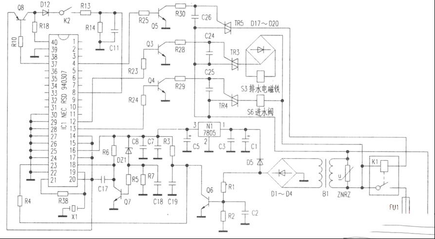 荣事达XQB38-92全自动洗衣机有时出现显示异常，整机不工作