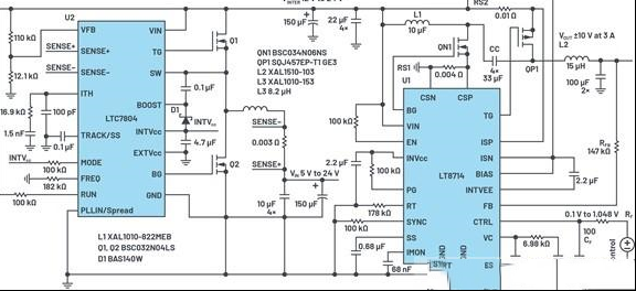 通过5 V至24 V输入提供双极性、双向DC-DC流入和流出电流