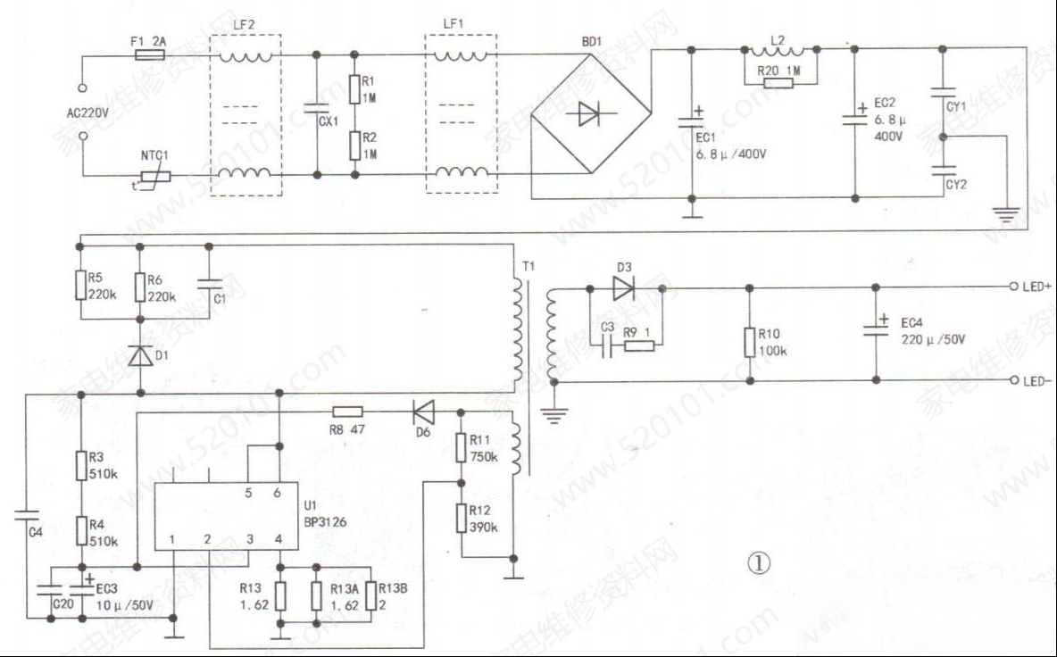 欧普LED集成吊顶灯不亮的检修思路