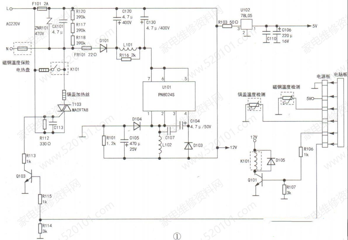 苏泊尔CFXB40FC32-75智能电饭煲电源板工作原理与维修