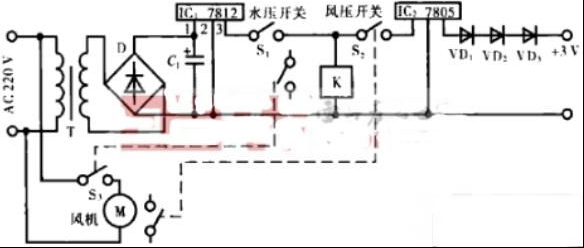 一例强排式热水器脉冲电路图及工作原理