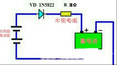一例两块9V/10W太阳能充电的电路图