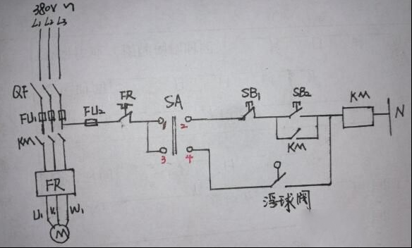 电工电路图之水泵手动和自动控制电路