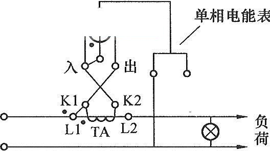 低压电流互感器与单相电能表的接线图