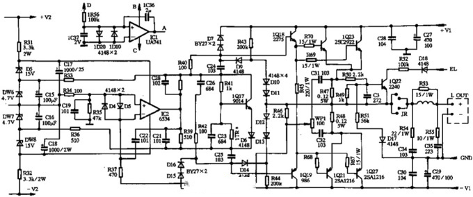 中联A-2108B放大器后级放大电路