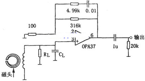 OPA37-磁头前置放大器电路