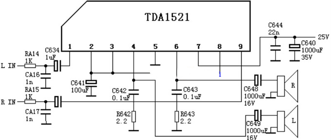 TDA1521伴音功放★_应用电路