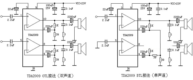 TDA2009单声道及双声道伴音功放★_图纸