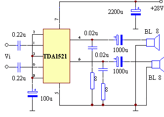 TDA1521单电源接法和双电源接法