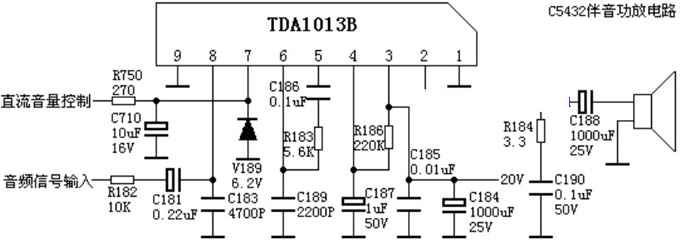 TDA1013组成的伴音功放★_图纸