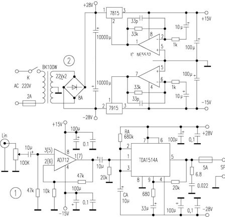 ＴＤＡ１５１４Ａ×２放大器制作